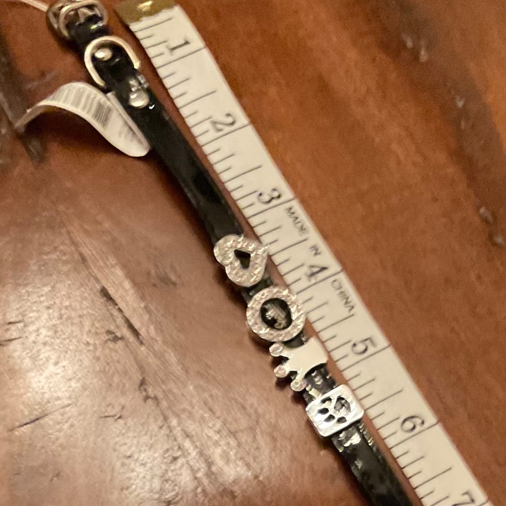 Pet Collar Custom X small Black Patent 12” with sliding adornments - Picture 7 of 7
